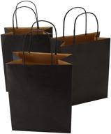 🛍️ ronvir 8x4.75x10.5 inches 50pcs black kraft paper bags with handle - small shopping bag, merchandise bag, party bag logo