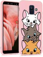 eouine silicone pink phone case for samsung galaxy a6 🐱 2018 – ultra slim, shockproof cover with cat pattern for women logo