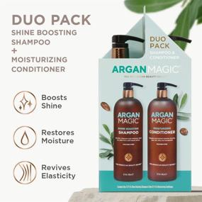 img 1 attached to 🧴 Argan Magic Shine Boosting Shampoo & Moisturizing Conditioner Duo - Gentle Cleansing, Enhances Shine, Frizz Control, Hydration Restoration, Detangling - Made in USA, Paraben-Free, Cruelty-Free (32 oz)