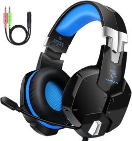 img 4 attached to 🎧 Enhanced Gaming Experience: Noise Cancelling Over Ear Gaming Headset with Microphone for PS4 Xbox One PC PS5 Controller - Flip-to-Mute Feature, Bass Surround & Lightweight Design