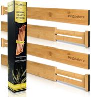 🎋 picodelore bamboo storage dividers - set of 4 spring loaded wood drawer organizers for kitchen cabinet, bathroom dresser, closet, office desk - customizable length, 16.5" - 22" expandable size logo