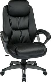 img 3 attached to 🪑 Premium Black Office Star Executive Eco Leather Chair: Coil Spring Seat, Padded Arms, Titanium Coated Base