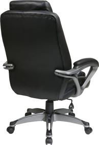 img 2 attached to 🪑 Premium Black Office Star Executive Eco Leather Chair: Coil Spring Seat, Padded Arms, Titanium Coated Base