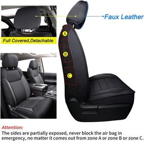 img 3 attached to Luckyman Club D05-T2 Seat Covers for 2007-2021 Tundra Crew/CrewMax Cab Double Cab Regular Cab Truck Pickup - Water Resistant Faux Leather, Center Console Cover Included (Front Set, Black 2 pcs)