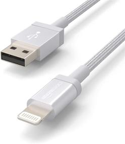 img 2 attached to Silver Nylon USB-A to Lightning Cable Cord - 3-Ft MFi Certified Charger for Apple iPhone, iPad - Amazon Basics