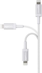 img 3 attached to Silver Nylon USB-A to Lightning Cable Cord - 3-Ft MFi Certified Charger for Apple iPhone, iPad - Amazon Basics