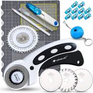 🧵 complete quilting rotary cutter set: fabric & blades cutter, foldable cutting mat, sewing ruler, measuring tape, clips & pins, thread snips, pencil & carving knife logo