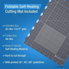 img 1 attached to 🧵 Complete Quilting Rotary Cutter Set: Fabric & Blades Cutter, Foldable Cutting Mat, Sewing Ruler, Measuring Tape, Clips & Pins, Thread Snips, Pencil & Carving Knife