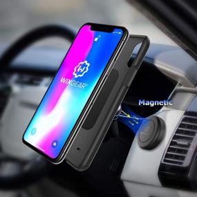 img 3 attached to Универсальный магнитный автомобильный держатель WixGear для смартфонов и мини-планшетов - плоское крепление, 2 штуки