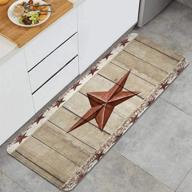 западный техасская звёздочка, коврик для кухни в рустиканском стиле сельское деревянное планкой и примитивными ягодами – антифатигующий коврик для комфорта на полу, противоскользящие и легко моющийся ковёр для кухни. логотип