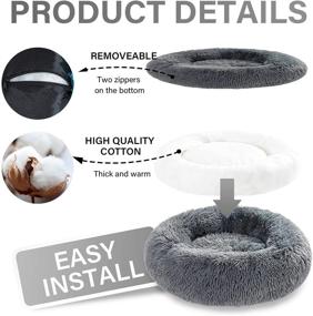 img 1 attached to MoMoPal Calming Round Pet Bed for Dogs and Cats - Anti-Anxiety Washable Faux Fur Dog Bed, Ideal for Small, Medium, and Large Pets