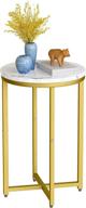 🌟 metal indoor round side table with faux marble top - modern accent table for living room, bedroom, balcony, office - 16'' diameter, 25'' height (gold) logo