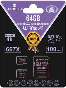 img 4 attached to 📷 Amplim 64GB Micro SD Card, 2 Pack - High Speed MicroSD Memory with Adapter - MicroSDXC U3 Class 10 V30 UHS-I - for Nintendo Switch, GoPro Hero, Surface, Samsung Galaxy Phone, Camera, Security Cam, Tablet, PC