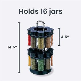 img 1 attached to 🌶️ Olde Thompson 16-3oz Glass Jar Revolving Carousel Spice Rack - Allspice, Basil, Cinnamon, Cumin, Crushed Red Pepper, Dill, Fennel, Ginger, Marjoram, Oregano, Paprika, and More - Ideal for Cooking, Enhancing Recipes