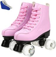 🛼 classic high-top roller skates for women - fluorescent green, double row wheels - outdoor fancy roller skate shoes for unisex adults, beginners & youth logo