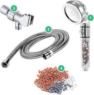 enhanced stonestream ecopower handheld shower head with 3 spray settings, hose, wall adapter, and replacement beads logo
