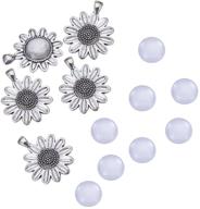 🌻 nbeads 10 sets alloy pendant cabochon: sun flower design for cameo pendants, jewelry crafts, and more! logo