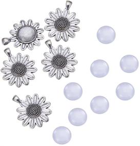 img 4 attached to 🌻 NBEADS 10 Sets Alloy Pendant Cabochon: Sun Flower Design for Cameo Pendants, Jewelry Crafts, and More!