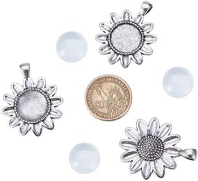 img 1 attached to 🌻 NBEADS 10 Sets Alloy Pendant Cabochon: Sun Flower Design for Cameo Pendants, Jewelry Crafts, and More!