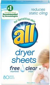 img 4 attached to Ultra-Gentle and Hypoallergenic: All Fabric Softener Dryer Sheets 🌿 for Sensitive Skin - Free and Clear Formula, 80 Count