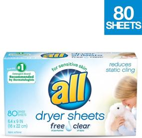 img 1 attached to Ultra-Gentle and Hypoallergenic: All Fabric Softener Dryer Sheets 🌿 for Sensitive Skin - Free and Clear Formula, 80 Count