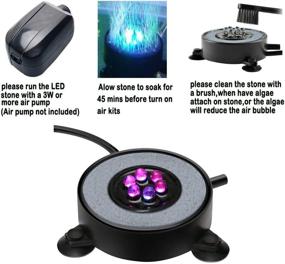 img 2 attached to 2.2inch LED Aquarium Air Stone Diffuser Decor Lamp with Sucker, Colorful Backgound Lighting - Fish Tank Bubbler Light Disk (No Remote Control)