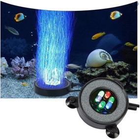 img 4 attached to 2.2inch LED Aquarium Air Stone Diffuser Decor Lamp with Sucker, Colorful Backgound Lighting - Fish Tank Bubbler Light Disk (No Remote Control)