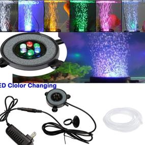 img 1 attached to 2.2inch LED Aquarium Air Stone Diffuser Decor Lamp with Sucker, Colorful Backgound Lighting - Fish Tank Bubbler Light Disk (No Remote Control)