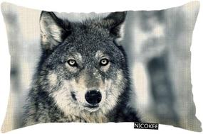 img 4 attached to 🐺 Nicokee Winterforest Wolf Pillow Cover - Animal Series 20x12 Inches Decorative Pillow Case for Home Decor - Pillowcase