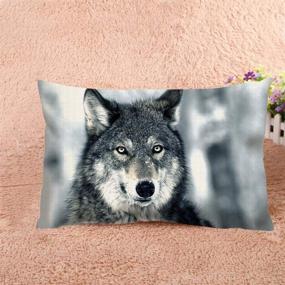 img 2 attached to 🐺 Nicokee Winterforest Wolf Pillow Cover - Animal Series 20x12 Inches Decorative Pillow Case for Home Decor - Pillowcase