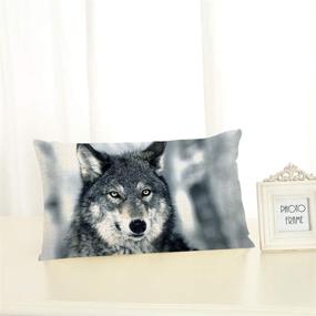 img 1 attached to 🐺 Nicokee Winterforest Wolf Pillow Cover - Animal Series 20x12 Inches Decorative Pillow Case for Home Decor - Pillowcase