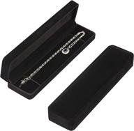 🎁 2-piece set: long velvet chain necklaces with gift box, bracelet storage case, and jewelry display box for wedding, engagement, proposal, birthday, and anniversary (black) logo
