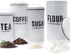 img 4 attached to 🏡 Stunning Farmhouse Kitchen Canister Set - Set of 4 Air-tight Containers for Flour, Sugar, Coffee, and Tea | Enhance Your Kitchen Counter with Style