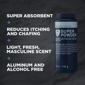 img 3 attached to 💪 Grooming Lounge Super Powder for Men - Light, Sweat-Absorbing, Odor-Neutralizing, Fresh Fragrance Talc Powder. Effective Chafing Prevention, Jock Itch Relief - 4.8 oz.