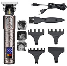 img 4 attached to AMULISS Professional Men's Hair Clippers Zero Gapped Trimmers Pro Li T Outline Trimmer T Blade Trimmer Professional Edgers Clippers for Men French Trimmer Cordless Rechargeable LED Display: The Ultimate Grooming Solution