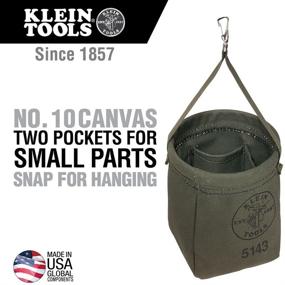img 3 attached to 🛠️ Klein Tools 5143 Canvas Tapered-Bottom Bag: Sturdy No. 10 Canvas Construction, Two Pockets, Snap Clip