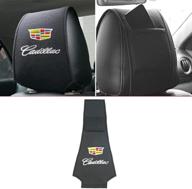 🚗 2-pack cadillac headrest covers - luxury black velveteen fabric with car logo - universal fit for all car models logo