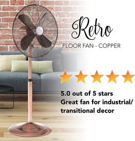img 3 attached to 🌀 Silent Oscillating Floor Fan - Adjustable 37-49 Inches Height, Large 16” Pedestal Fan for Bedroom, Office, Shop, House - Black Pearl (Copper)