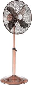 img 4 attached to 🌀 Silent Oscillating Floor Fan - Adjustable 37-49 Inches Height, Large 16” Pedestal Fan for Bedroom, Office, Shop, House - Black Pearl (Copper)