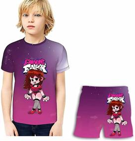 img 4 attached to Girls' and Boys' Clothing Sets - Fashion T-Shirt, Shorts, and Clothes 130