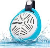 🔵 pantone ultra-hd sound waterproof handsfree hanging bluetooth subwoofer speaker - 8hr play time, mic, bt calls, long distance connectivity, ios/android compatible in cobalt blue logo