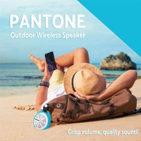 img 2 attached to 🔵 Pantone Ultra-HD Sound Waterproof Handsfree Hanging Bluetooth Subwoofer Speaker - 8Hr Play Time, Mic, BT Calls, Long Distance Connectivity, iOS/Android Compatible in Cobalt Blue