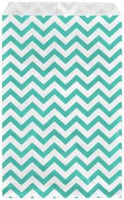 img 1 attached to 888 Display - Set of 200 Teal Green Chevron Paper Gift Bags, 6x9 Inches for Shopping, Sales, and Flat Bag Usage