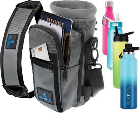 img 4 attached to Water Bottle Holder Carrier - Bottle Cooler with Adjustable Shoulder Strap and Front Pockets - Suitable for 16 oz to 25oz Bottles - Carry, Protect, and Insulate Your Bottle or Hydro Flask for Optimal Performance