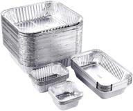 🍽️ image 51 packs aluminum pans disposable heavy-duty tin foil pans: ideal for cooking, baking, storing, and heating - 8x8 inches (36pcs) half size deep steam table pan logo