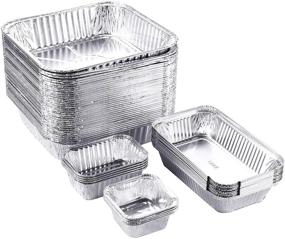 img 4 attached to 🍽️ IMAGE 51 Packs Aluminum Pans Disposable Heavy-Duty Tin Foil Pans: Ideal for Cooking, Baking, Storing, and Heating - 8x8 Inches (36pcs) Half Size Deep Steam Table Pan