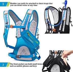 img 3 attached to 🎒 YOMINSI Lightweight Hydration Backpack for Hiking, Running, and Cycling - Waterproof Water Pack with 2L Insulated Bladder Compartment - Ideal for Music Festivals, Trail Running, and Day Trips (Blue)