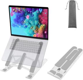 img 4 attached to 🖥️ AKSEA Silver Laptop Stand - Ergonomic, Height & Angle Adjustable Holder for MacBook Air Pro, Dell XPS, Samsung, Alienware, HP, Lenovo - Compatible Computer Laptop Stand