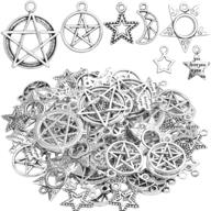 ✨ exquisite 100g mixed moon star charms antique alloy celestial pendants: ideal for bracelets, necklaces & crafts (80-150pcs) logo