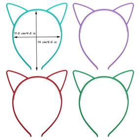 img 2 attached to 🐱 Plastic Cat Ear Headbands: Hairbands, Hair Hoops for Daily & Party Wear - Costume Decorations, Bunny Cat Bow Headwear & Accessories for Women and Girls